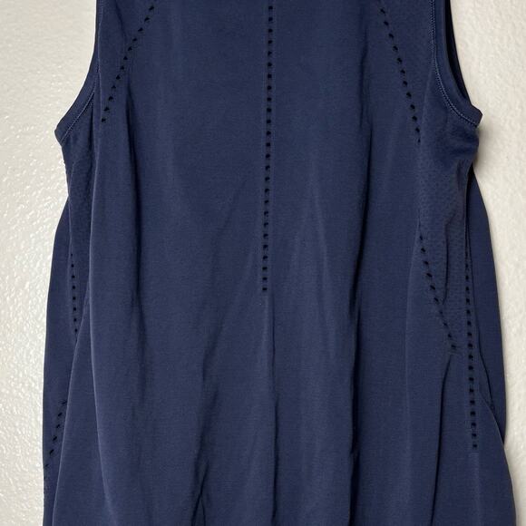 Athleta Foothill Seamless Tank Top Women's size XS Open Back Tie Navy Blue - Picture 13 of 15
